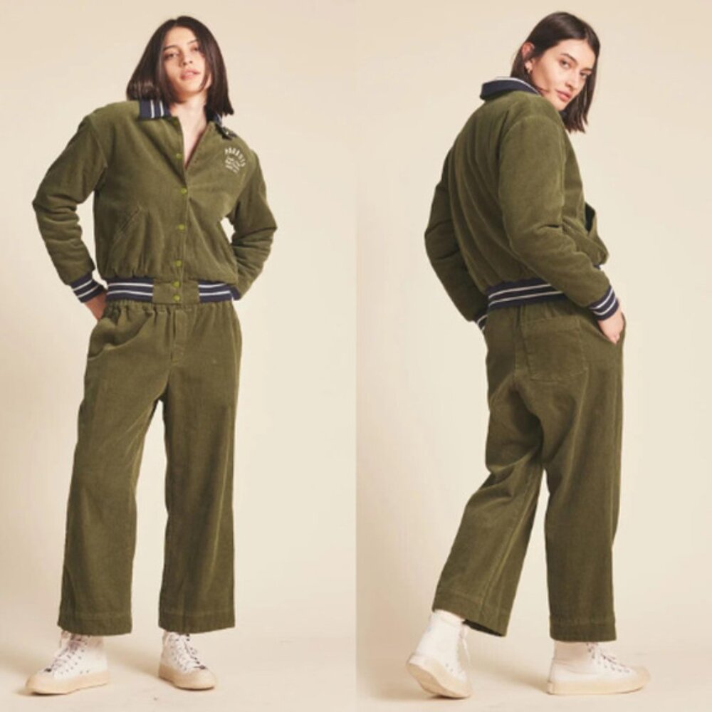 NWT Birds of Paradis by Trovata Women's Elastic Waist Straight Leona Pant Palm